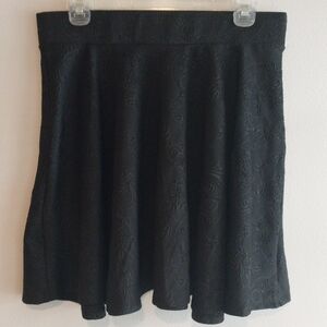 Hot Topic Black Embossed Sugar Skull Print A-Line Mini Skirt